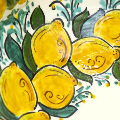 Centerpiece, Caltagirone ceramic, Ø 40 cm approx. Lemon and 17th century decoration, lemon applications
