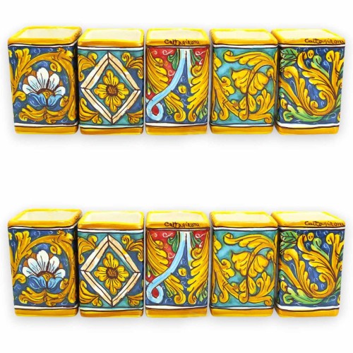 Stifte-/Zahnbürstenhalter, Caltagirone-Keramik. H 12 x 8...