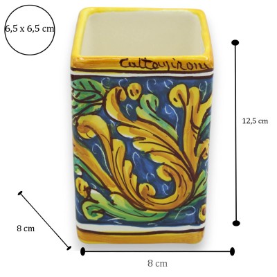 Penn-/tandborsthållare, Caltagirone keramik. H 12 x 8 cm ca. (1 enhet) Olika dekorationsalternativ