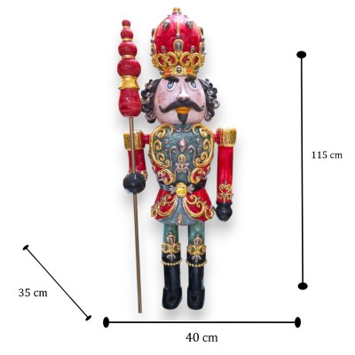 Soldado Quebra-Nozes, cerâmica de Caltagirone, 100% feito à mão, aprox. 115 x 40 cm. Com esmalte de platina, madrepérola e ouro