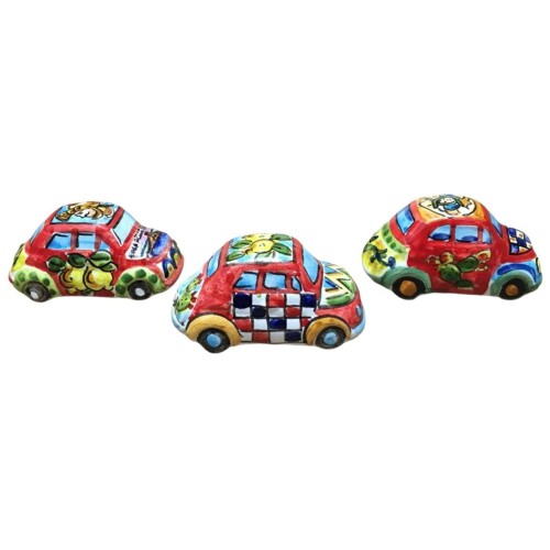Miniatura do século XVI em cerâmica Caltagirone com decoração estilo carrinho siciliano - Mede aprox. 8x3,5 cm - 