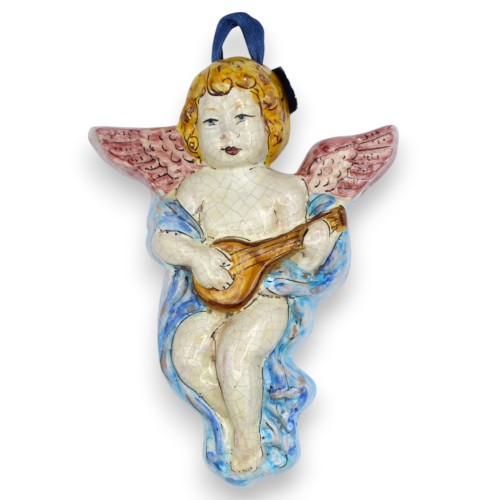 Ángel Putto colgante, fina cerámica siciliana, h 17 x 13...