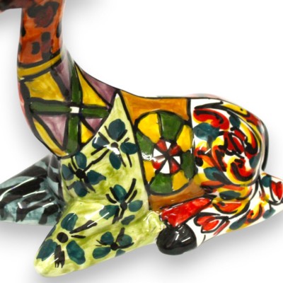 Girafa sentada, cerâmica Caltagirone, aprox. 16 x 13 cm. Série ÉLITE, decoração moderna.