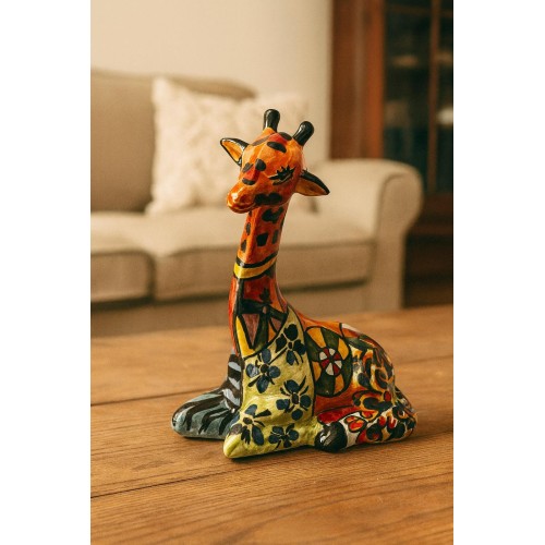 Zittende giraf, Caltagirone keramiek, ca. 16 x 13 cm.... 2