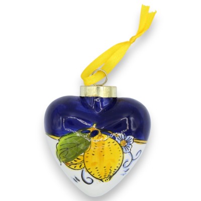 Heart-shaped ceramic Christmas ball with lemon-shaped soap - approx. 8 x 6 cm. Lemon decoration.