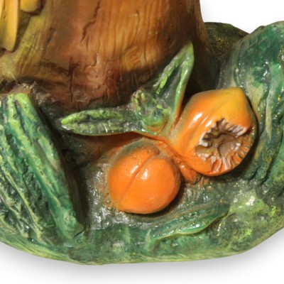 Parrot on a Trunk, 100% Handcrafted, approx. 85 x 25 x 35 cm. Fruit decorations at the base.