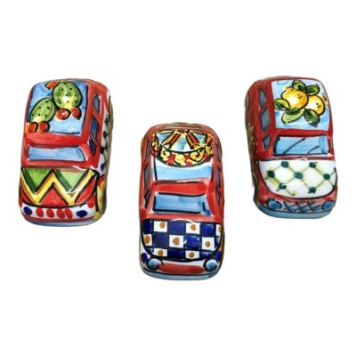 Miniatura do século XVI em cerâmica Caltagirone com decoração estilo carrinho siciliano - Mede aprox. 8,5x4 cm - 