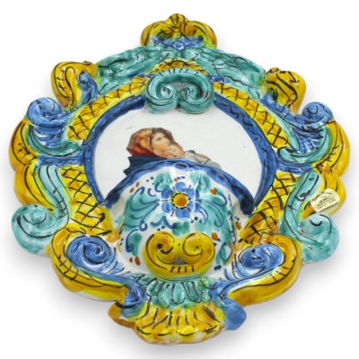 Pila de agua bendita de cerámica siciliana - h 30 x w 20 cm aprox. (1 unidad) Decoración barroca y de maternidad MD8