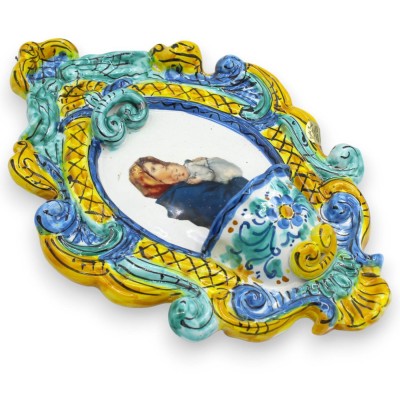 Pila de agua bendita de cerámica siciliana - h 30 x w 20 cm aprox. (1 unidad) Decoración barroca y de maternidad MD8