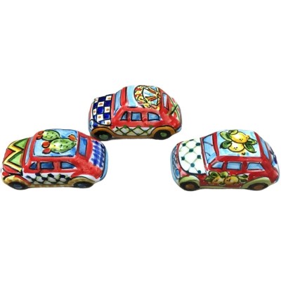 Miniatura do século XVI em cerâmica Caltagirone com decoração estilo carrinho siciliano - Mede aprox. 8,5x4 cm - 