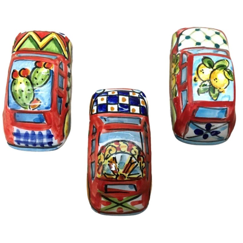 Miniatura do século XVI em cerâmica Caltagirone com decoração estilo carrinho siciliano - Mede aprox. 8,5x4 cm - 