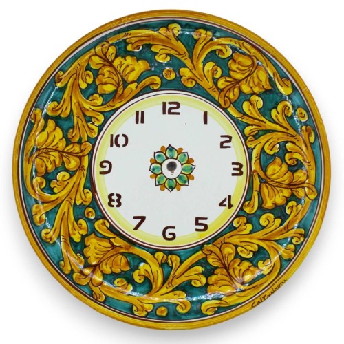 Zegar ceramiczny Caltagirone - Ø 30 cm ok. W komplecie Ingranaggio, klasyczna barokowa dekoracja - 