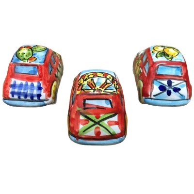 Miniatura do século XVI em cerâmica Caltagirone com decoração estilo carrinho siciliano - Mede aprox. 8,5x4 cm - 