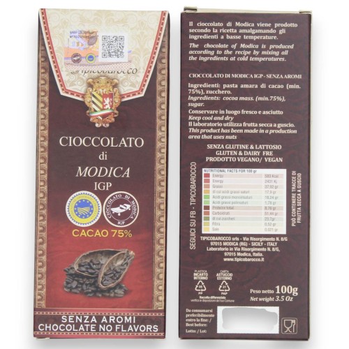 100 % handwerklich hergestellte Modica-Schokolade, altes Rezept, erhältlich in verschiedenen Geschmacksrichtungen, 100 g 2