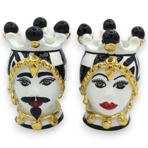 Morenkop van Caltagirone, ca. 12 cm hoog (paar), ÉLITE-serie, moderne decoratie, 24-karaats verguld emaille.
