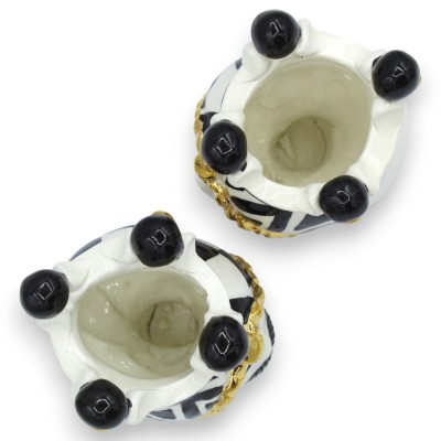 Morenkop van Caltagirone, ca. 12 cm hoog (paar), ÉLITE-serie, moderne decoratie, 24-karaats verguld emaille.
