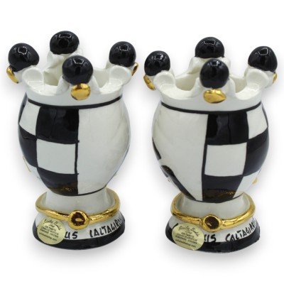 Głowa wrzosowiska z Caltagirone, wys. ok. 12 cm (para), seria ÉLITE, nowoczesna dekoracja, emalia ze złota 24k