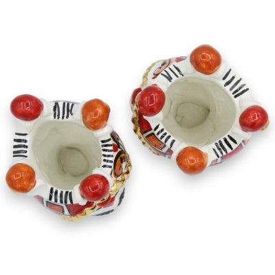 Głowa wrzosowiska Caltagirone, wys. ok. 12 cm (para), seria ÉLITE, nowoczesna czerwona dekoracja, emalia z czystego złota 24k