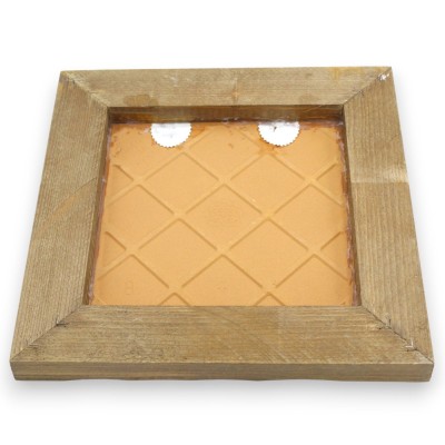 Cuadro de Santa Rosalía, aprox. 27 x 27 cm (1 unidad) Marco de madera y placa de cerámica, decorado con la técnica de Cuerda Sec