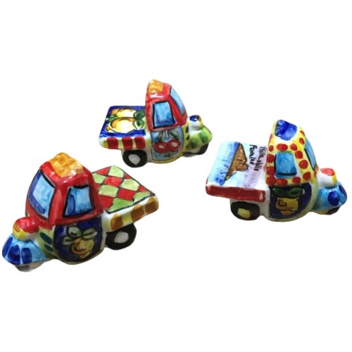 Moto APE i miniatyr keramik av Caltagirone dekorationsstil Carretto Siciliano - Åtgärder 5 cm - 