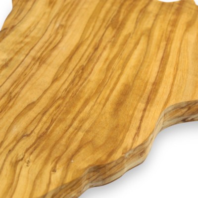Tagliere Artigianale in legno di Ulivo a forma di Sicilia, Varie misure (1Unità) smussato ai lati, foro per appenderlo