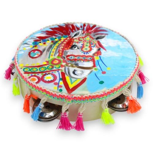 Tamburello Siciliano con sonagli, Ø 15 cm ca. in legno e... 2