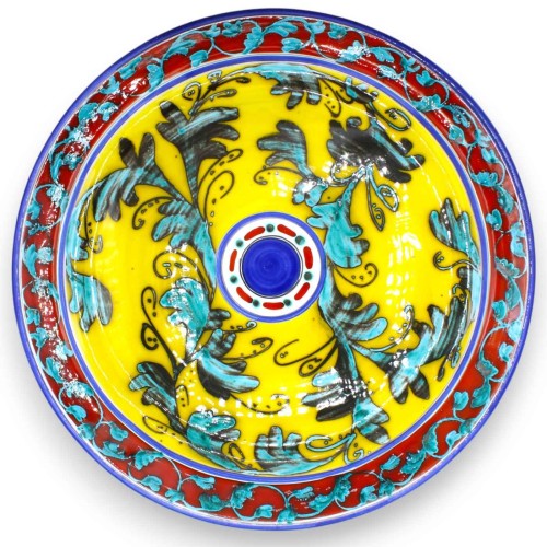 Zierteller, sizilianische Keramik, Ø ca. 45 cm. Selenrot,...