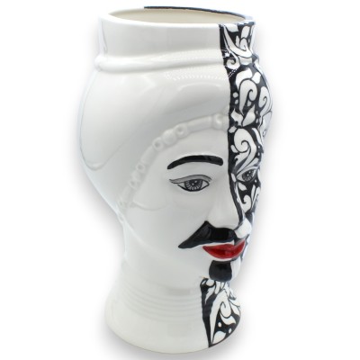 Tête de Maure de Caltagirone au design moderne NOIR ET BLANC - environ 33 cm de haut (1 unité)