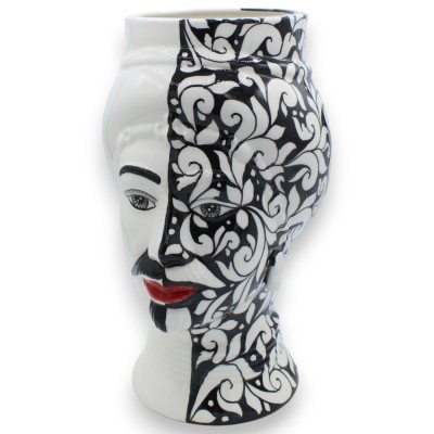 Tête de Maure de Caltagirone au design moderne NOIR ET BLANC - environ 33 cm de haut (1 unité)