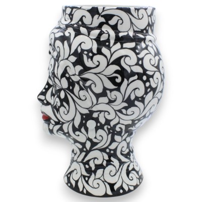 Tête de Maure de Caltagirone au design moderne NOIR ET BLANC - environ 33 cm de haut (1 unité)