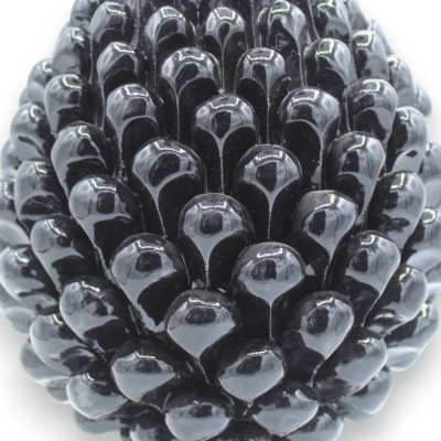 Piña siciliana, cerámica de Caltagirone, aprox. 25 cm de altura. Diseño moderno, BLANCO Y NEGRO.