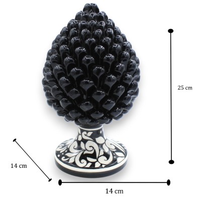 Piña siciliana, cerámica de Caltagirone, aprox. 25 cm de altura. Diseño moderno, BLANCO Y NEGRO.