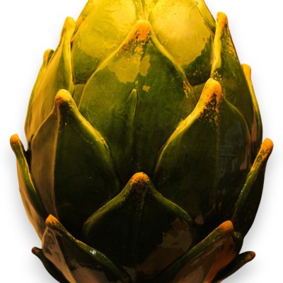 Lampa Artichoke z delikatnej ceramiki, ok. 70 x 45 cm. Kolor patyny, efekt antyczny, abażur z bawełnianego szantungu MD2.