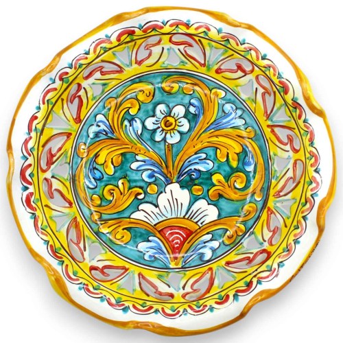 Caltagirone ceramic fruit bowl centrepiece, scalloped and... 2
