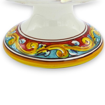 Obstschale aus Caltagirone-Keramik als Tischdekoration, gewellt und durchbrochen, 3 Größen (1 Stück) mit Blumen- und Barockdekor