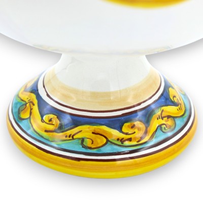 Centre de table coupe à fruits en céramique de Caltagirone, festonné, 3 tailles (1 unité) avec décor baroque et géométrique