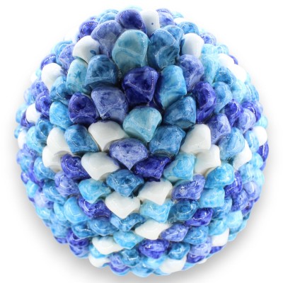 Pinha siciliana, cerâmica de Caltagirone - aproximadamente 50 cm de altura x 26 cm de largura. Tons multicoloridos de azul e cau