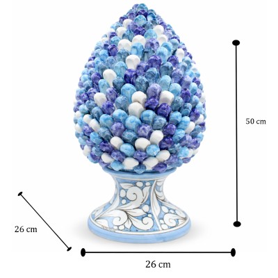 Pinha siciliana, cerâmica de Caltagirone - aproximadamente 50 cm de altura x 26 cm de largura. Tons multicoloridos de azul e cau