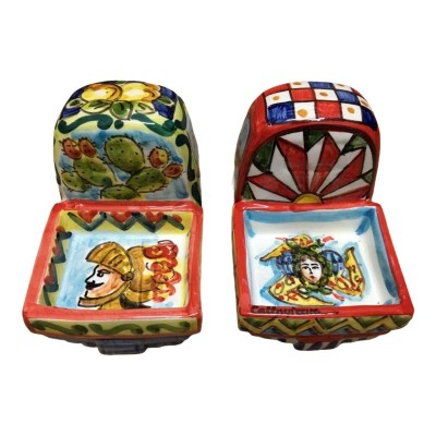 Moto Ape in ceramica di Caltagirone L 13 x 9 cm ca. (1Unità) decoro stile Carretto Siciliano - 