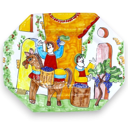 Achthoekig dienblad / hangbord - ca. 33 x 40 cm. Fijn...