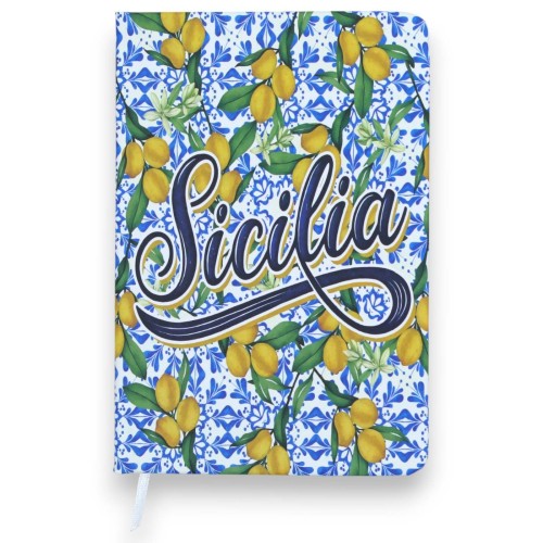 Caderno pautado / Capa dura - Decoração com estampas...