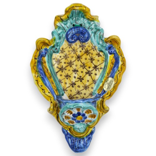 Acquasantiera in ceramica Siciliana - h 23 x L 14 cm ca....