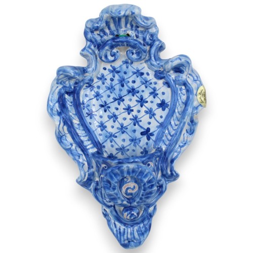 Acquasantiera in ceramica Siciliana, h 23 cm x L 15 cm...