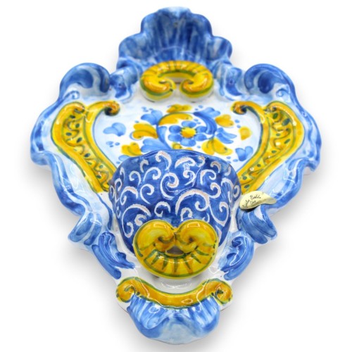 Sicilian ceramic holy water stoup, approx. 23 cm high x... 2