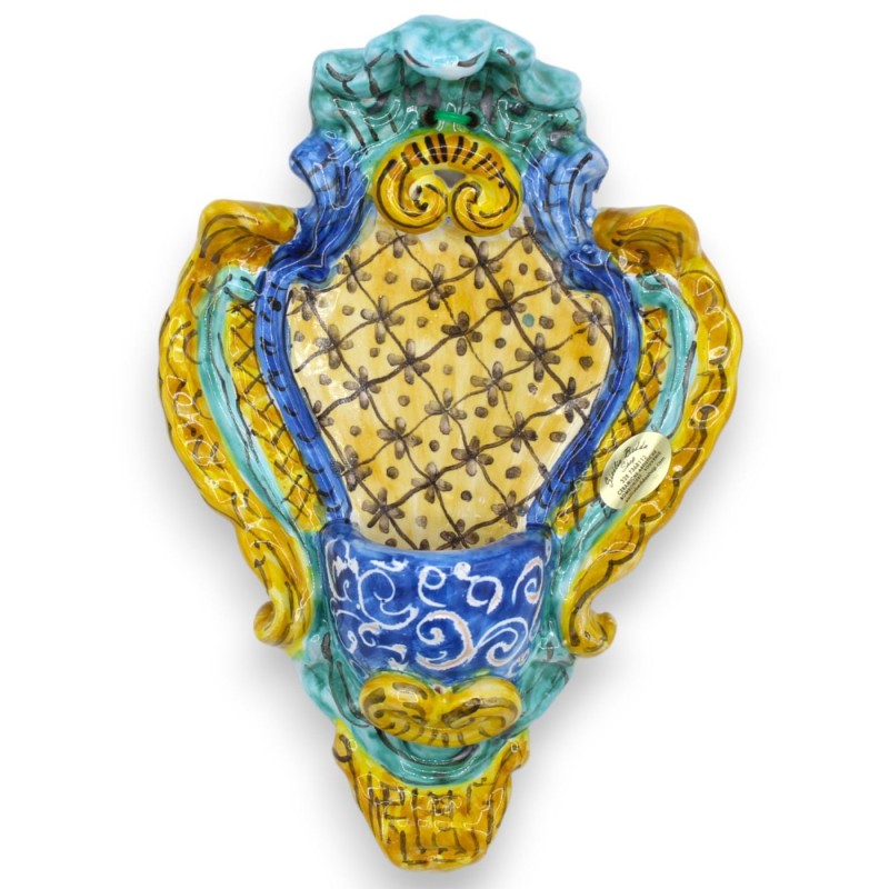 Sicilian ceramic holy water stoup -...