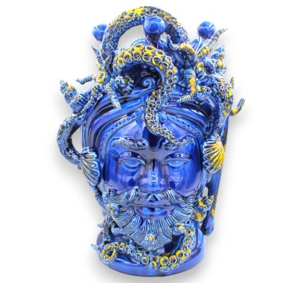 Colección "Mitos Sicilianos" (1 unidad) h 40 x 27 cm aprox. Cerámica siciliana, modelo Tritón o Neptuno, tercera cocción.