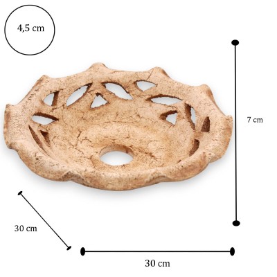 Kronleuchterplatte aus feiner Keramik in Steinoptik, Ø ca. 30 cm, gewellt und perforiert