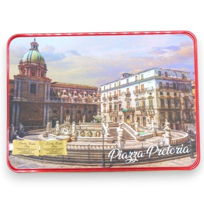 Presentask i plåt med typiska sicilianska produkter - "Piazza Pretoria"