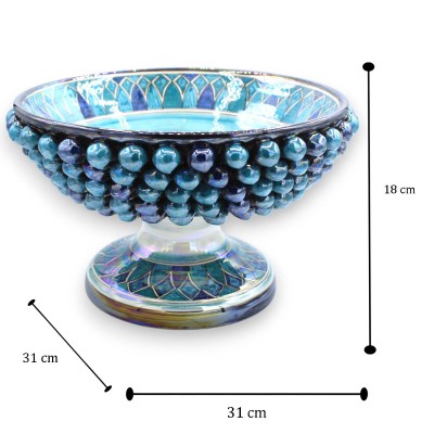 Soporte para tartas de cerámica de Caltagirone con forma de piña, aprox. Ø 30 x 18 cm. Variantes en azul, decoración árabe y esm
