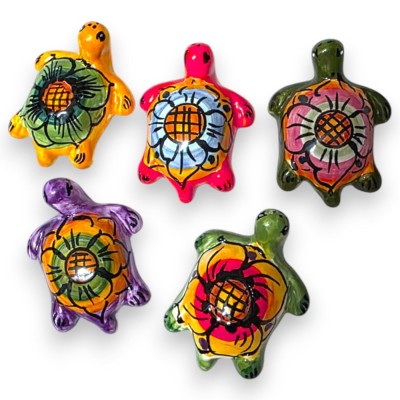 Turtle in fine Sicilian ceramic, L 7 x 5 cm approx. (1 Unit) Random Color and Decoration
